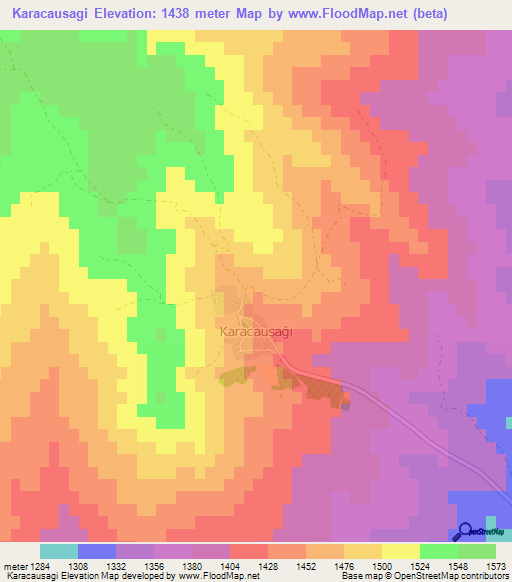 Karacausagi,Turkey Elevation Map