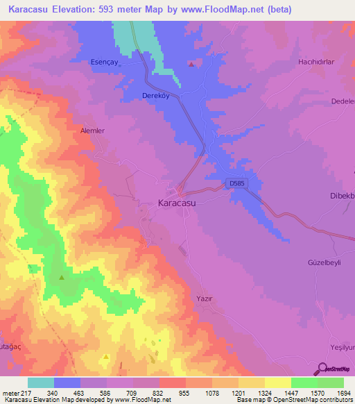 Karacasu,Turkey Elevation Map