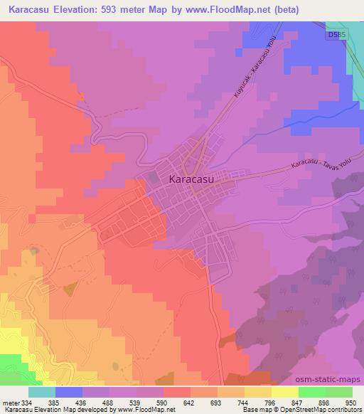 Karacasu,Turkey Elevation Map