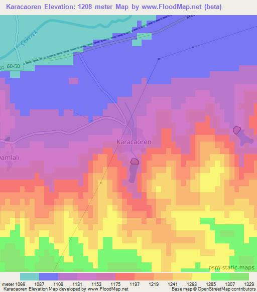 Karacaoren,Turkey Elevation Map