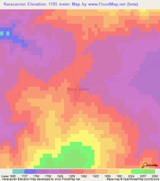 Karacaoren,Turkey Elevation Map