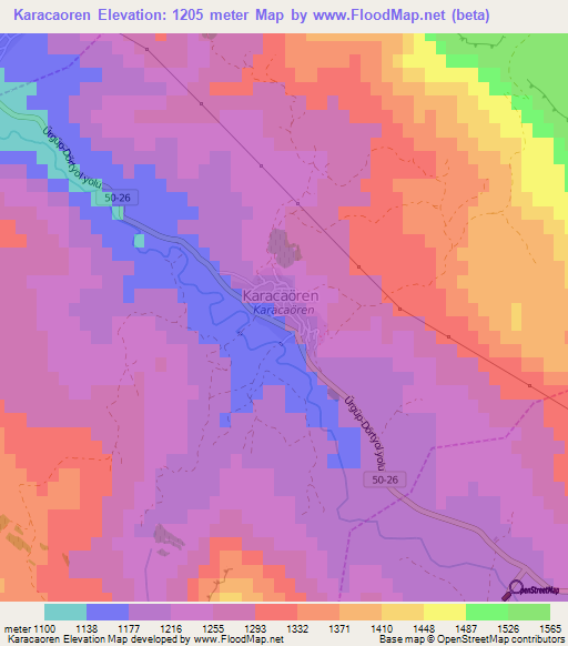 Karacaoren,Turkey Elevation Map