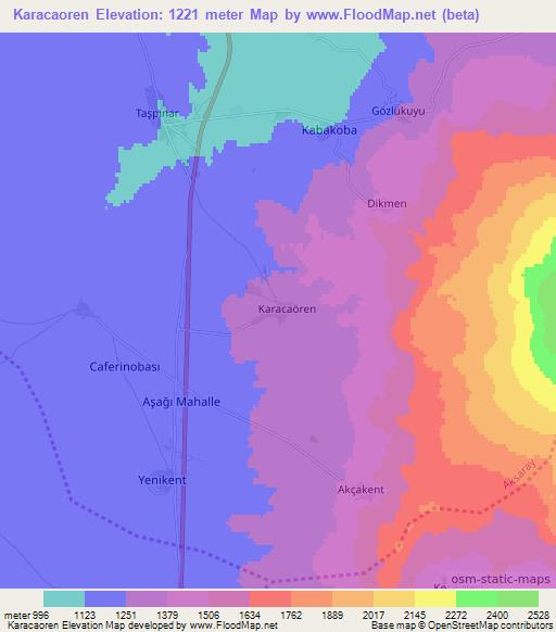 Karacaoren,Turkey Elevation Map