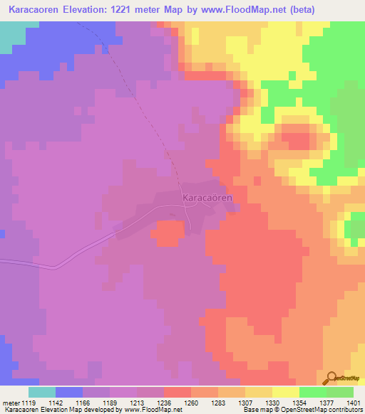 Karacaoren,Turkey Elevation Map