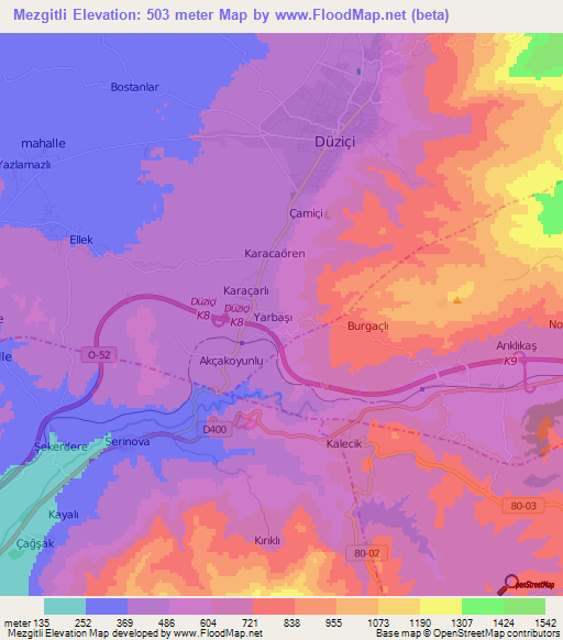 Mezgitli,Turkey Elevation Map