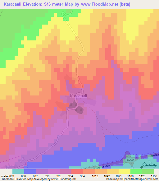 Karacaali,Turkey Elevation Map