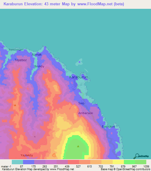 Karaburun,Turkey Elevation Map