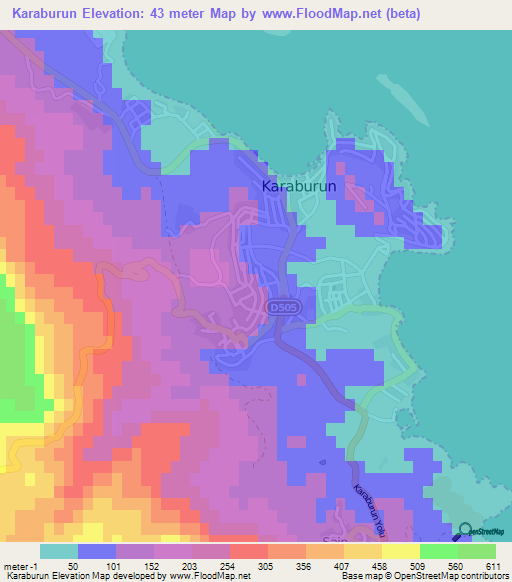 Karaburun,Turkey Elevation Map