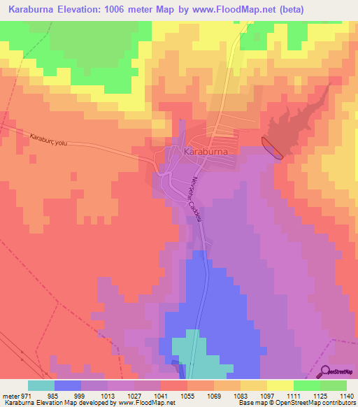 Karaburna,Turkey Elevation Map