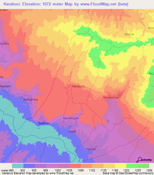 Karaburc,Turkey Elevation Map