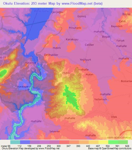 Okulu,Turkey Elevation Map