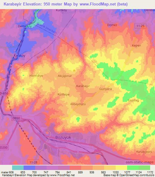 Karabayir,Turkey Elevation Map