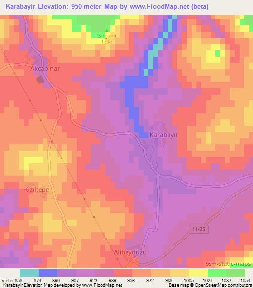 Karabayir,Turkey Elevation Map