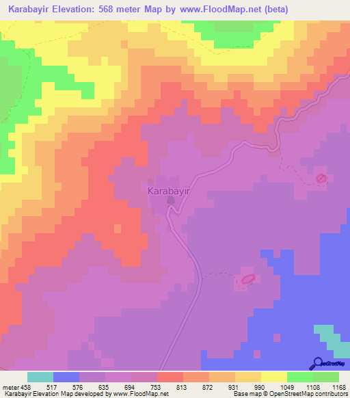 Karabayir,Turkey Elevation Map