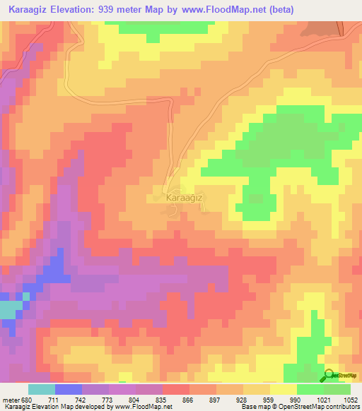 Karaagiz,Turkey Elevation Map