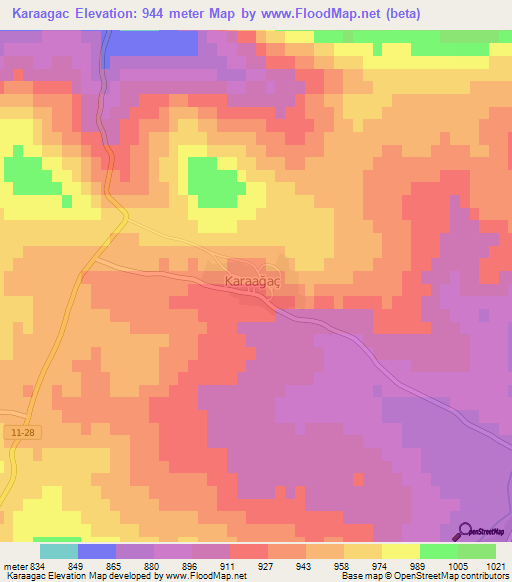 Karaagac,Turkey Elevation Map