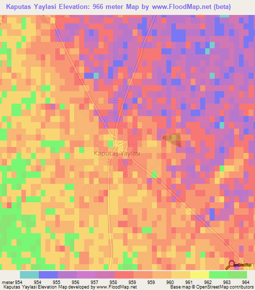 Kaputas Yaylasi,Turkey Elevation Map