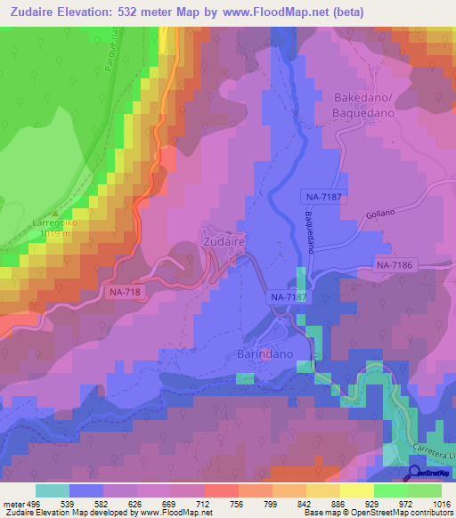 Zudaire,Spain Elevation Map