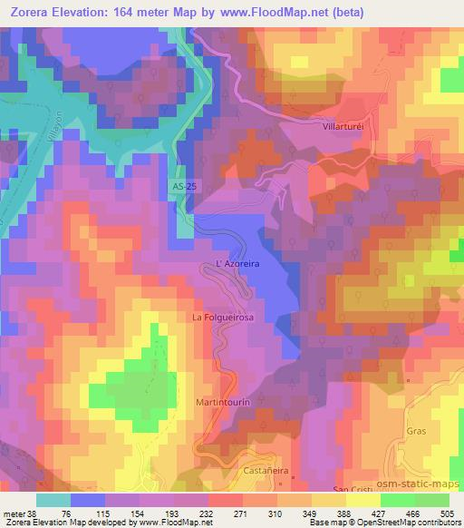 Zorera,Spain Elevation Map