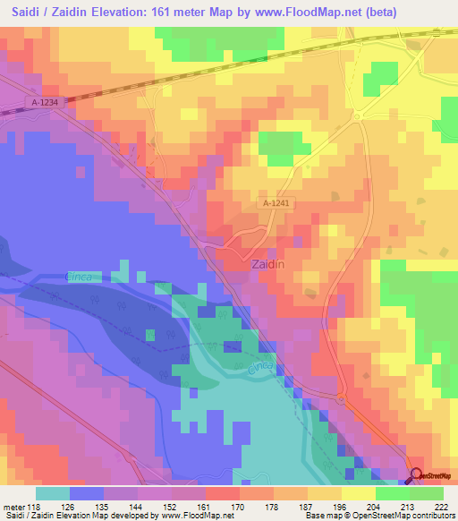 Saidi / Zaidin,Spain Elevation Map