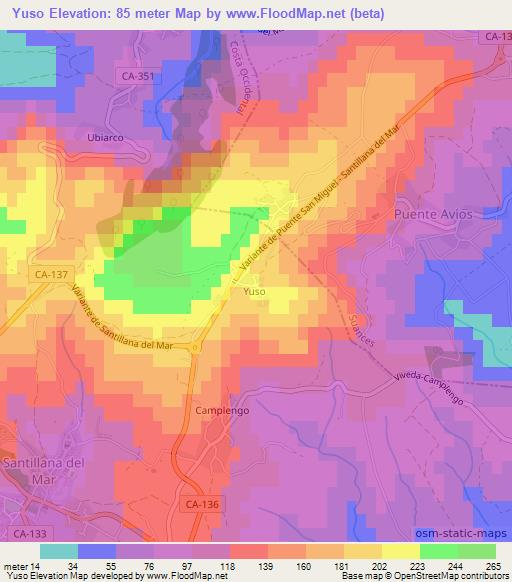 Yuso,Spain Elevation Map