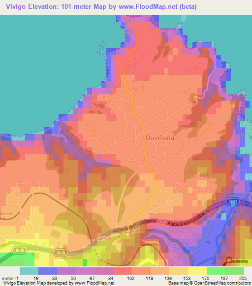 Vivigo,Spain Elevation Map