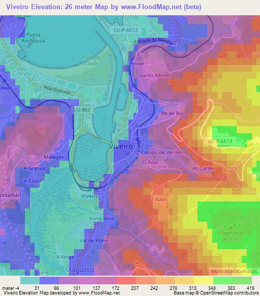 Viveiro,Spain Elevation Map