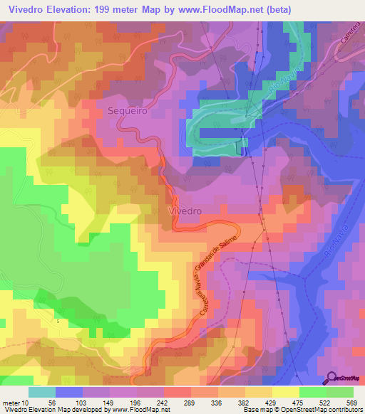 Vivedro,Spain Elevation Map