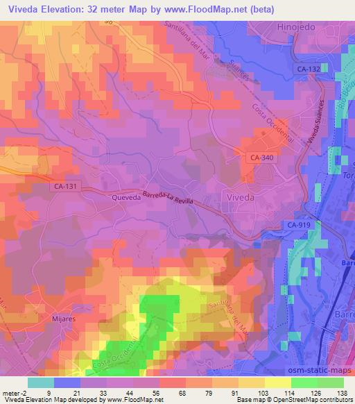 Viveda,Spain Elevation Map