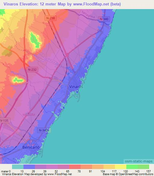 Vinaros,Spain Elevation Map