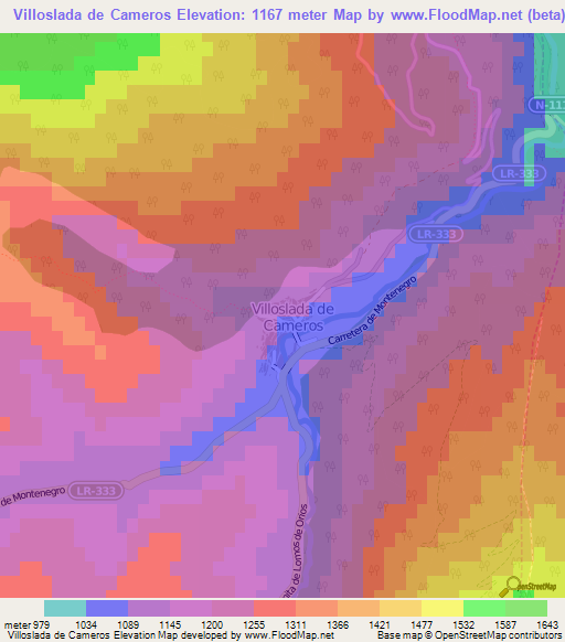 Villoslada de Cameros,Spain Elevation Map