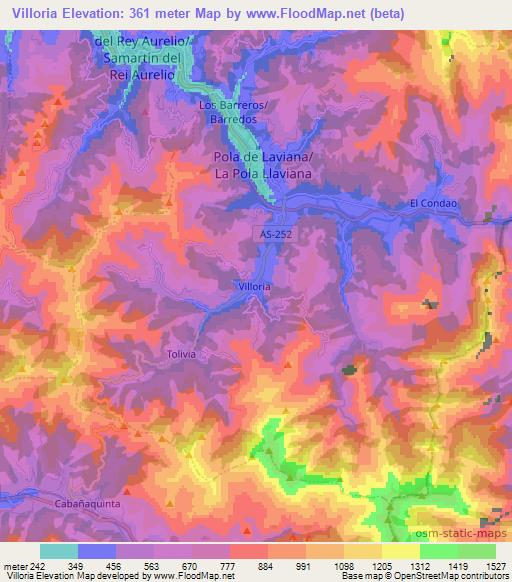 Villoria,Spain Elevation Map