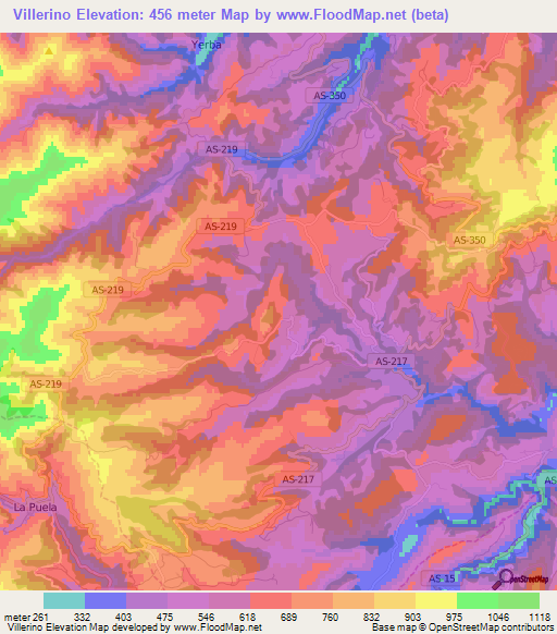 Villerino,Spain Elevation Map