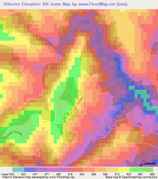 Villerino,Spain Elevation Map