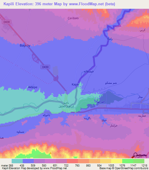 Kapili,Turkey Elevation Map