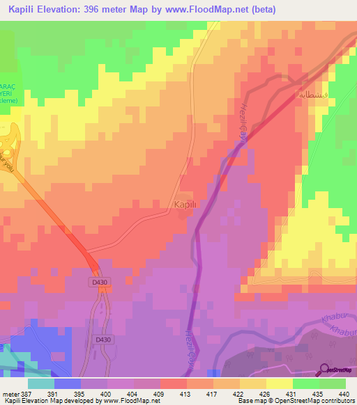 Kapili,Turkey Elevation Map