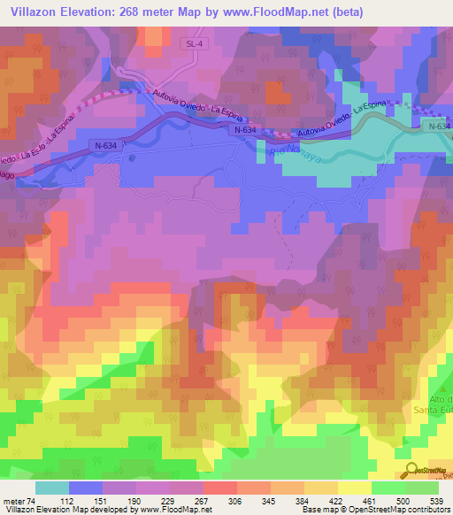 Villazon,Spain Elevation Map