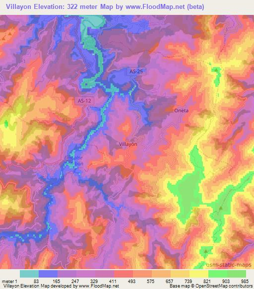 Villayon,Spain Elevation Map