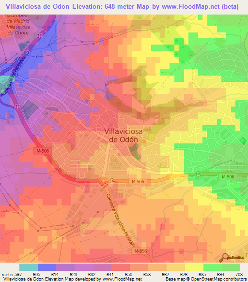 Villaviciosa de Odon,Spain Elevation Map