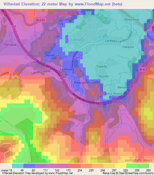 Villaviad,Spain Elevation Map