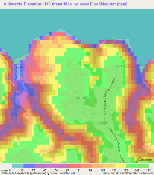 Villaverde,Spain Elevation Map