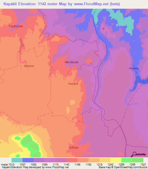 Kapakli,Turkey Elevation Map