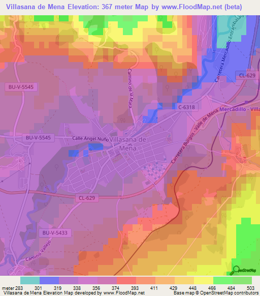 Villasana de Mena,Spain Elevation Map