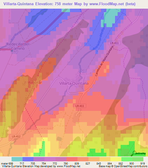 Villarta-Quintana,Spain Elevation Map