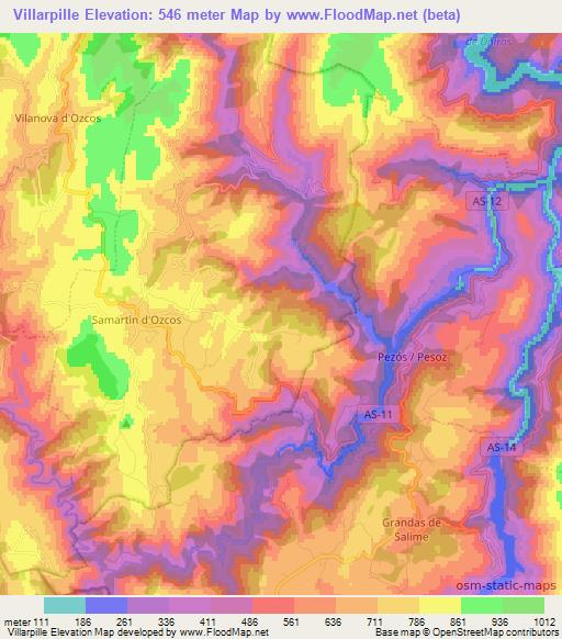 Villarpille,Spain Elevation Map