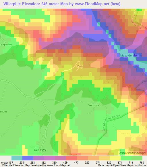 Villarpille,Spain Elevation Map