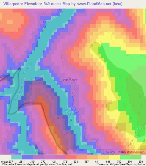 Villarpedre,Spain Elevation Map