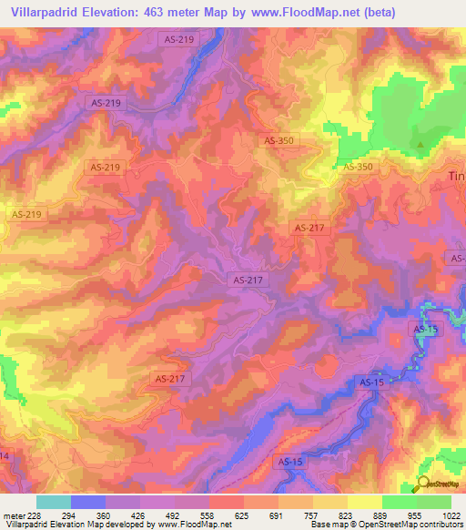 Villarpadrid,Spain Elevation Map