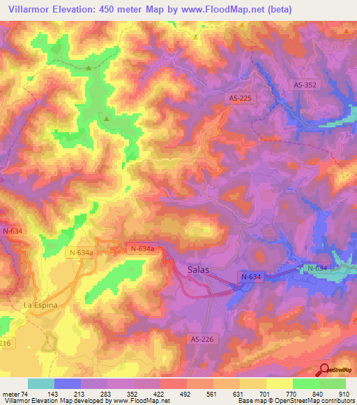 Villarmor,Spain Elevation Map