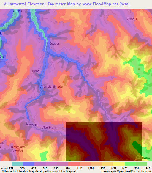 Villarmental,Spain Elevation Map